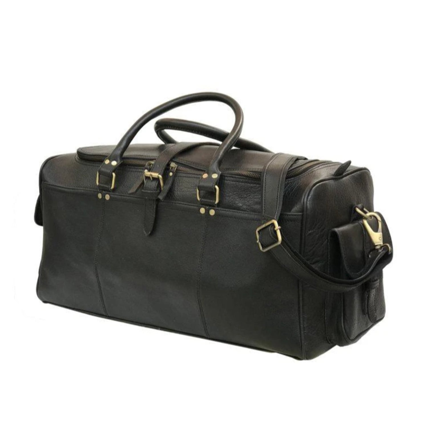 Soft Genuine Leather Duffle Bag Black