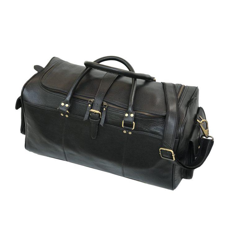 Soft Genuine Leather Duffle Bag Black