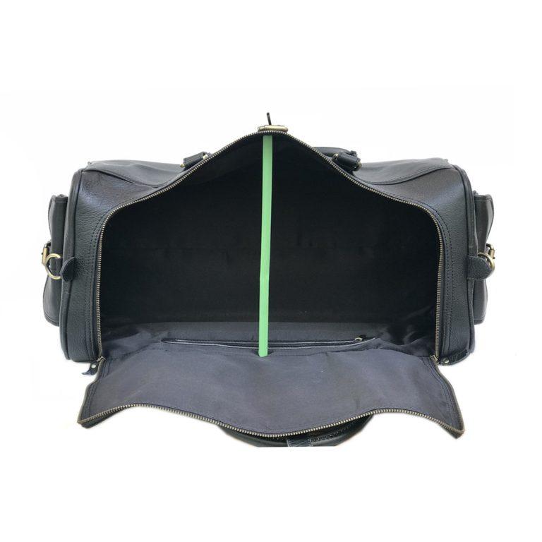 Soft Genuine Leather Duffle Bag Black