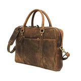 Men Genuine Leather Laptop Bag Brown
