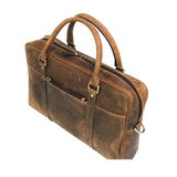 Men Genuine Leather Laptop Bag Brown