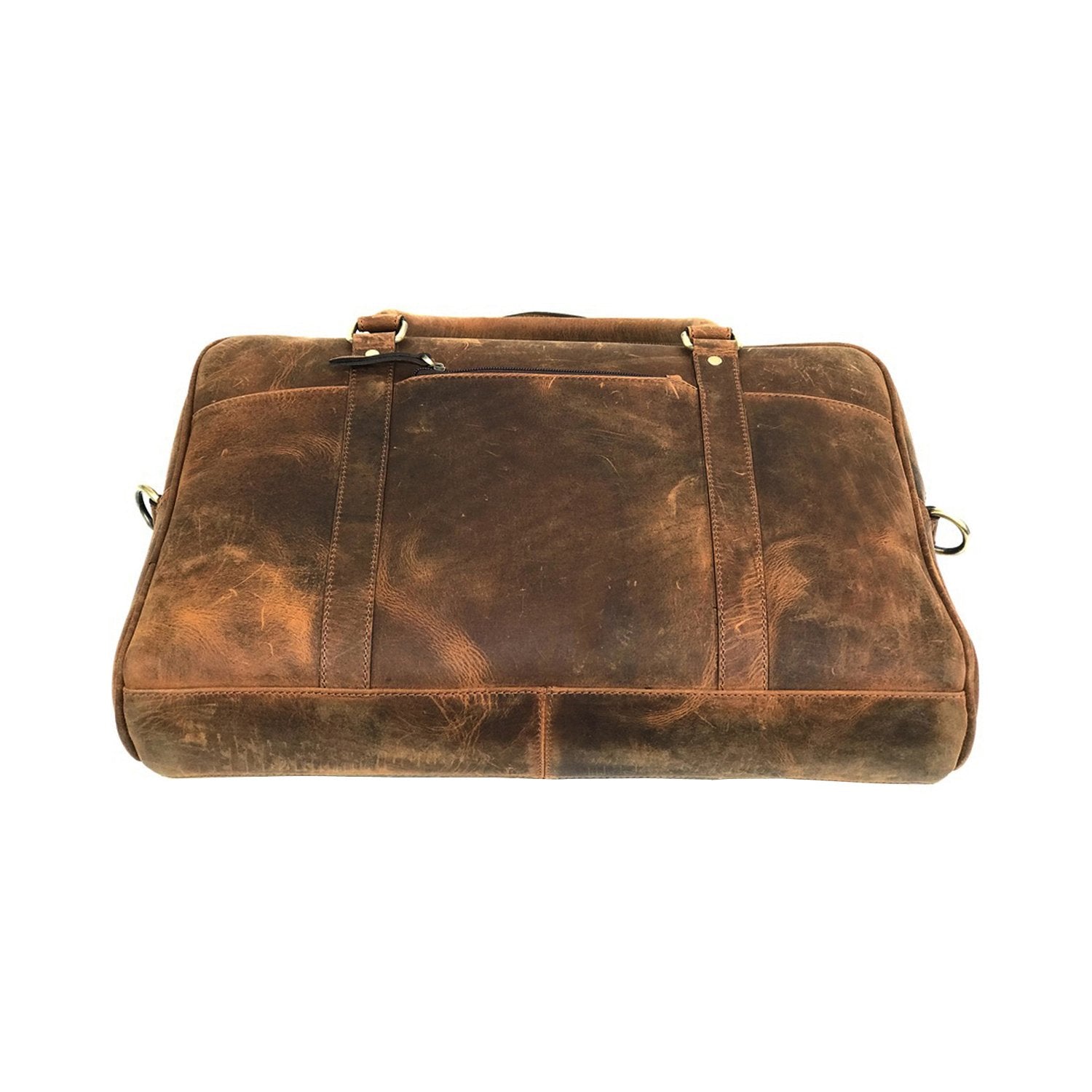 Men Genuine Leather Laptop Bag Brown