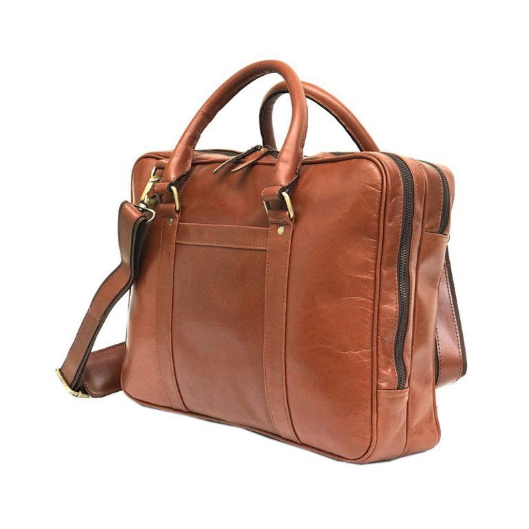 Men Genuine Leather Laptop Bag Brown