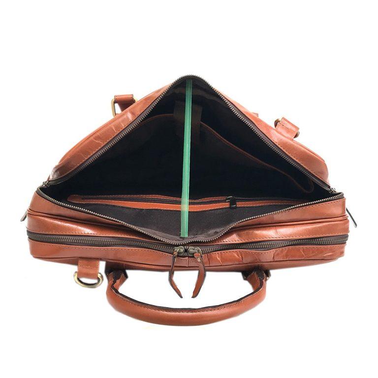 Men Genuine Leather Laptop Bag Brown