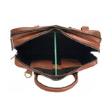 Men Genuine Leather Laptop Bag Brown