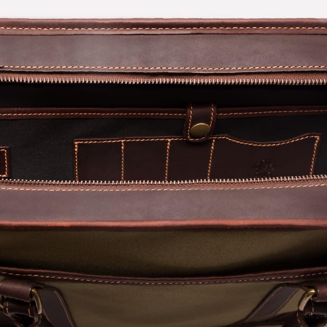 Women's Canvas Briefcase Olive Havana