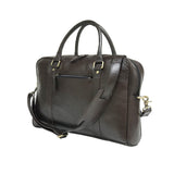 Men Genuine Leather Laptop Bag Coffee Brown