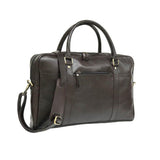 Men Genuine Leather Laptop Bag Coffee Brown
