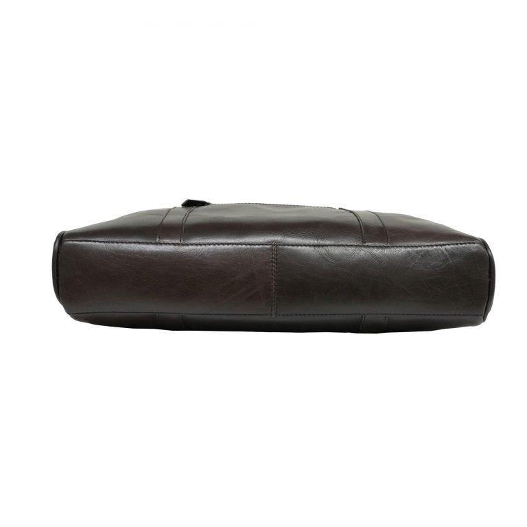 Men Genuine Leather Laptop Bag Coffee Brown
