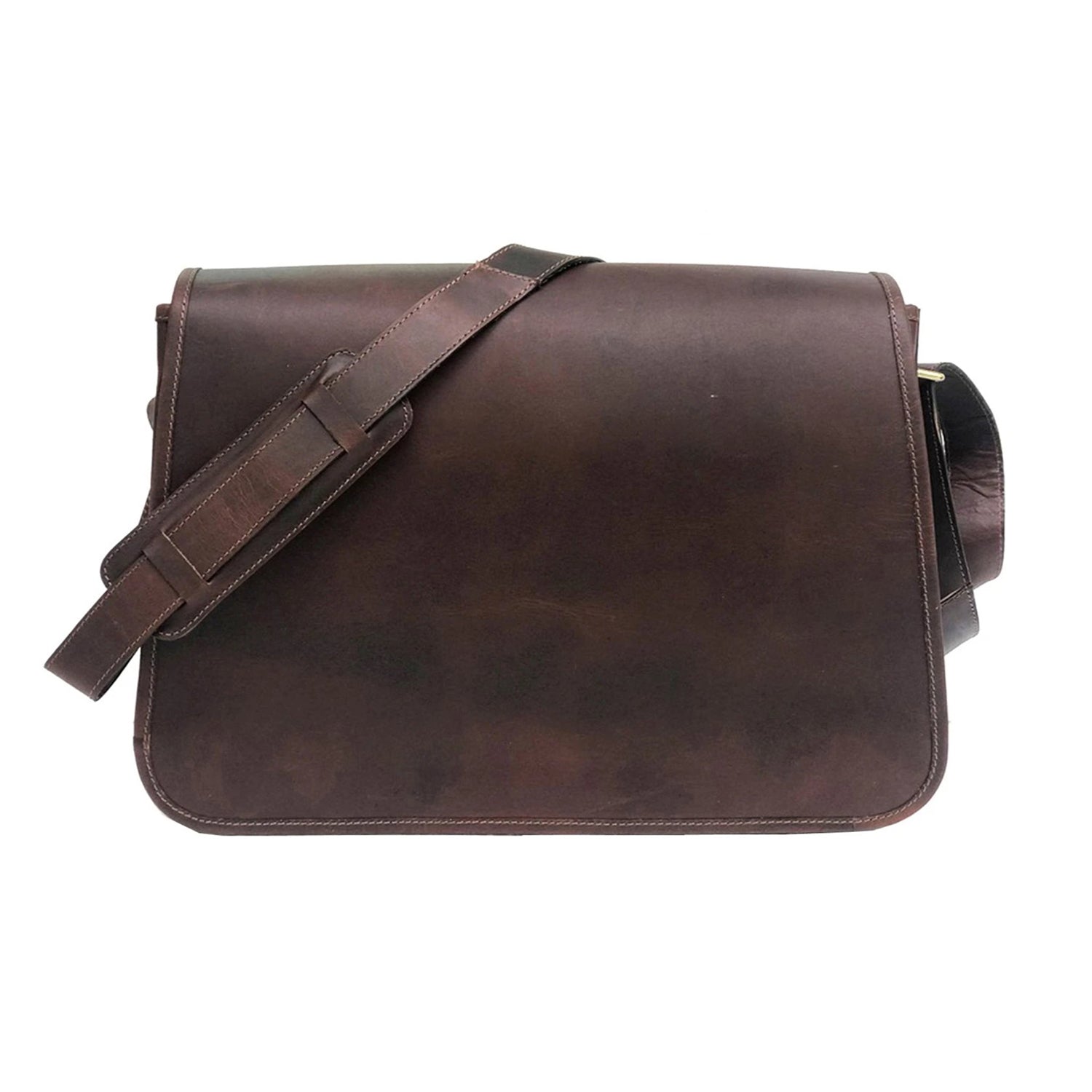 Men Genuine Leather Messenger Bag Brown