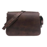 Men Genuine Leather Messenger Bag Brown