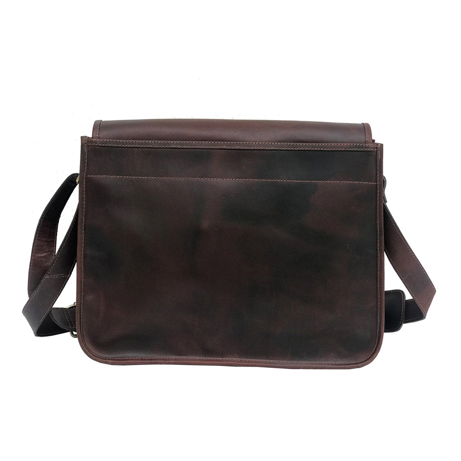 Men Genuine Leather Messenger Bag Brown