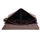 Men Genuine Leather Messenger Bag Brown
