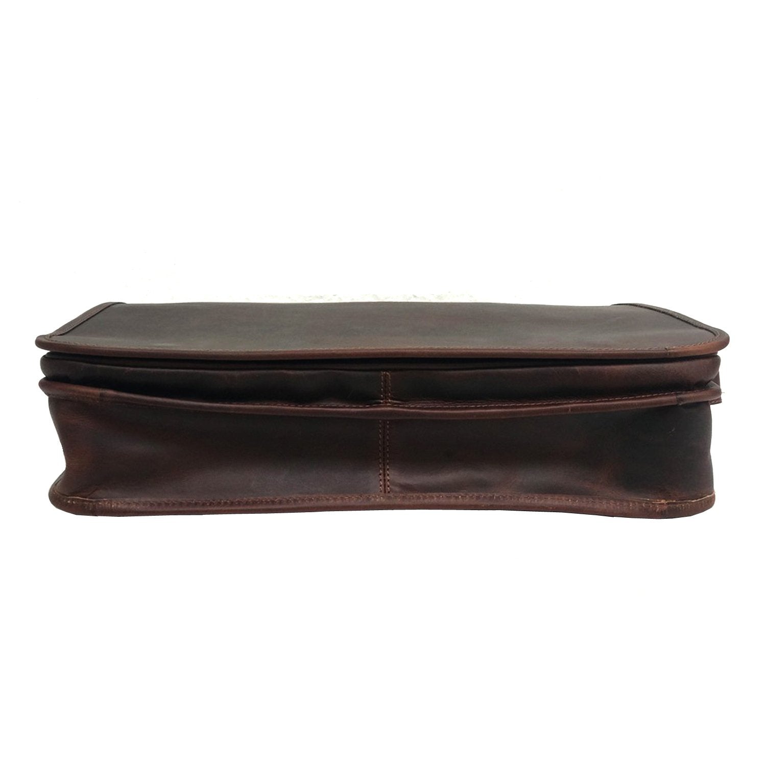 Men Genuine Leather Messenger Bag Brown