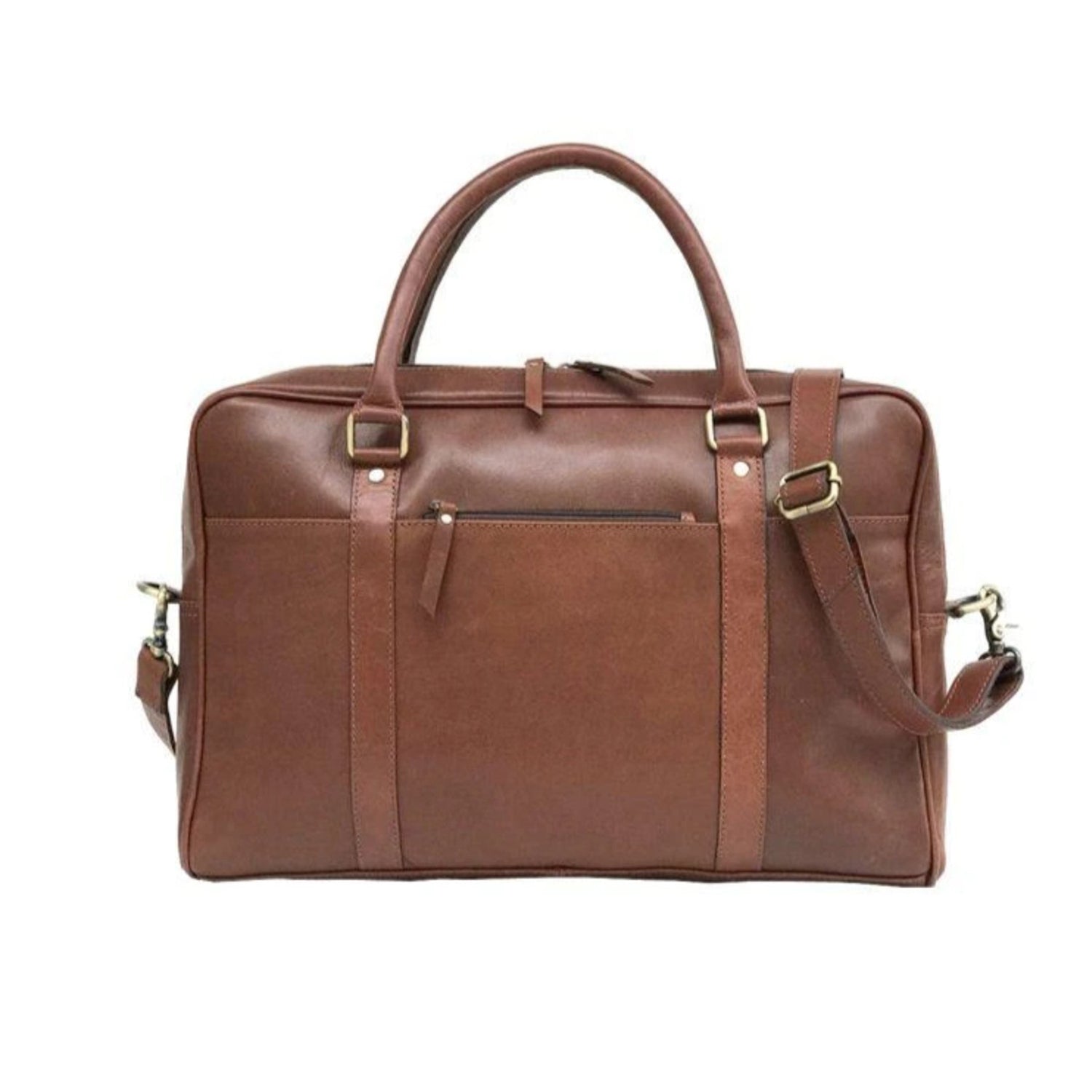 Men Genuine Leather Laptop Bag Brown