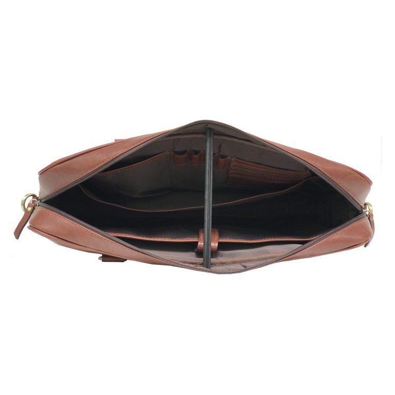 Men Genuine Leather Laptop Bag Brown