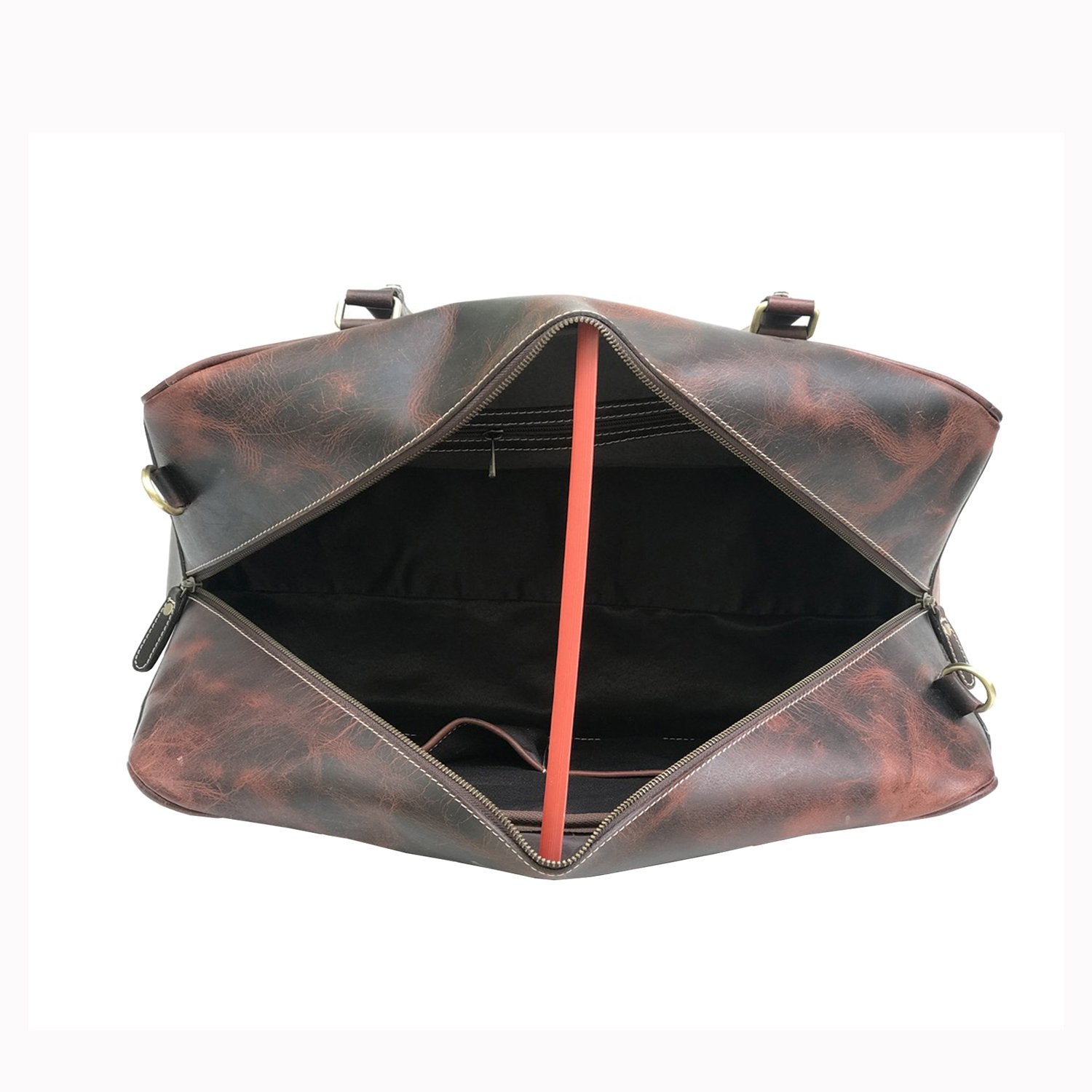 Genuine Leather Duffle Bag Dark Brown