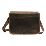 Men Genuine Wax Messenger Bag Brown