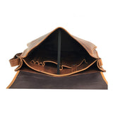 Men Genuine Wax Messenger Bag Brown