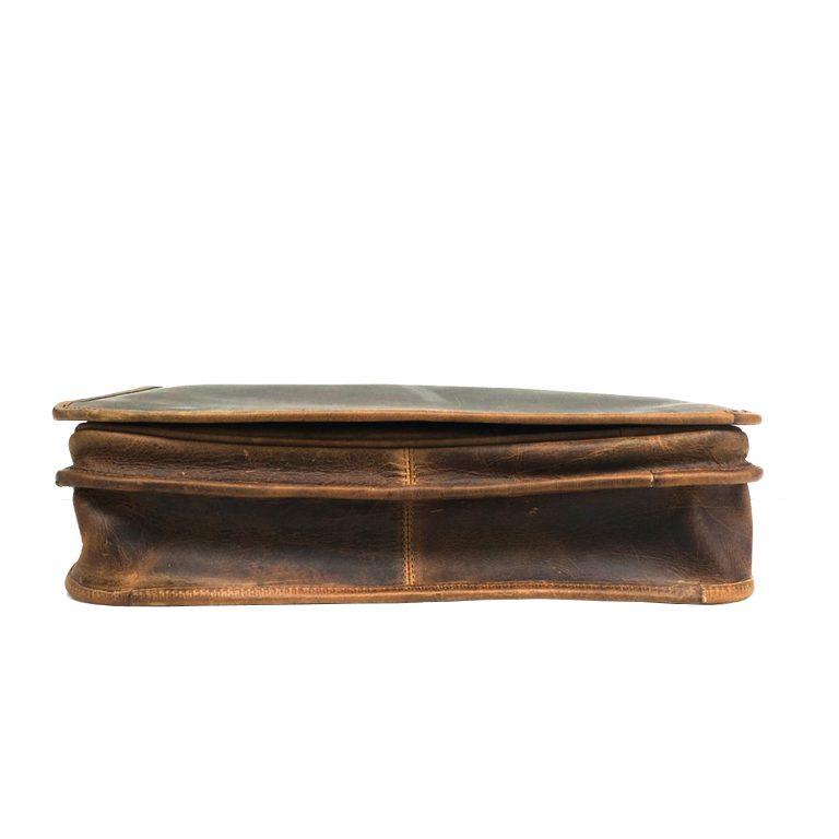 Men Genuine Wax Messenger Bag Brown
