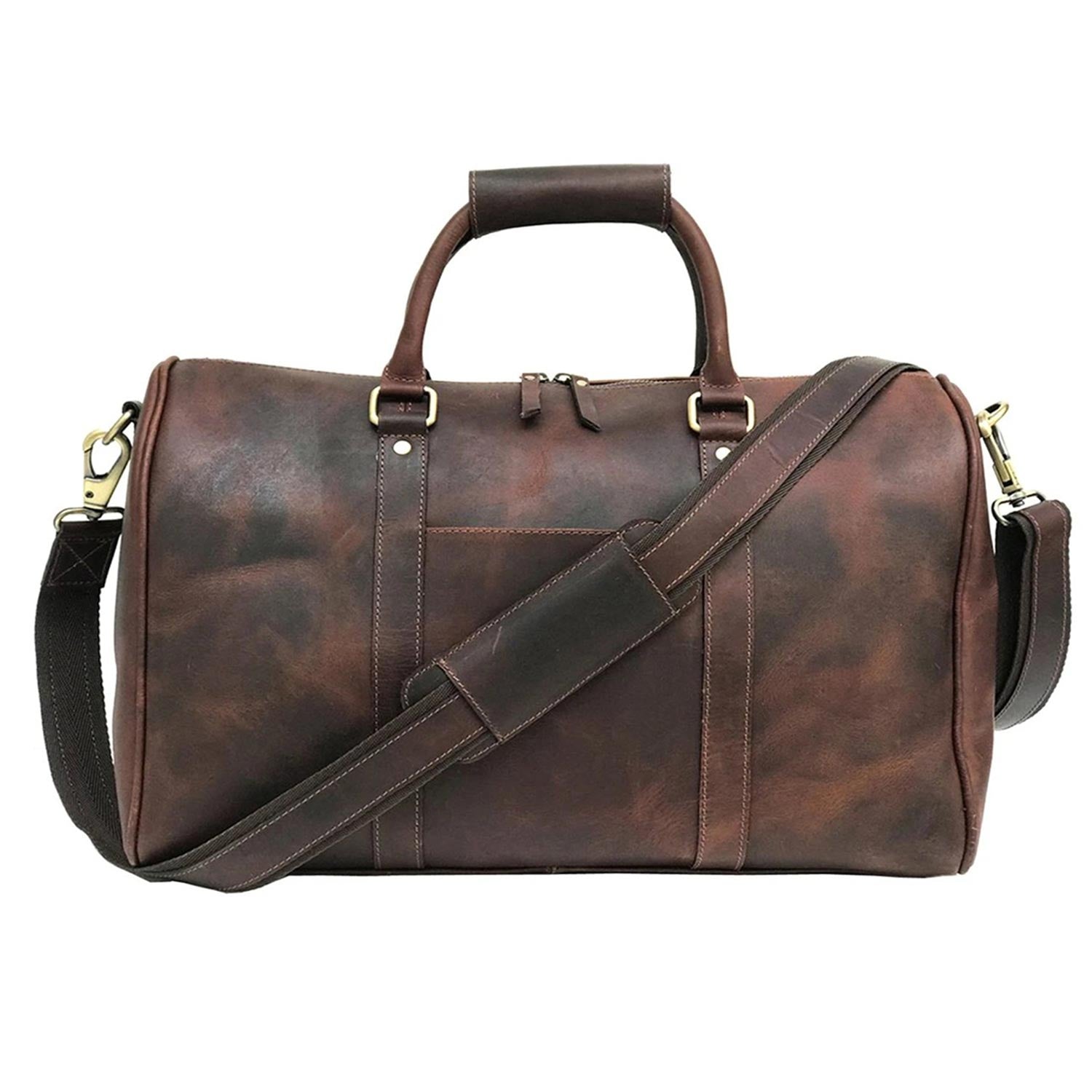 Genuine Hunter Brown Leather Gym Bag