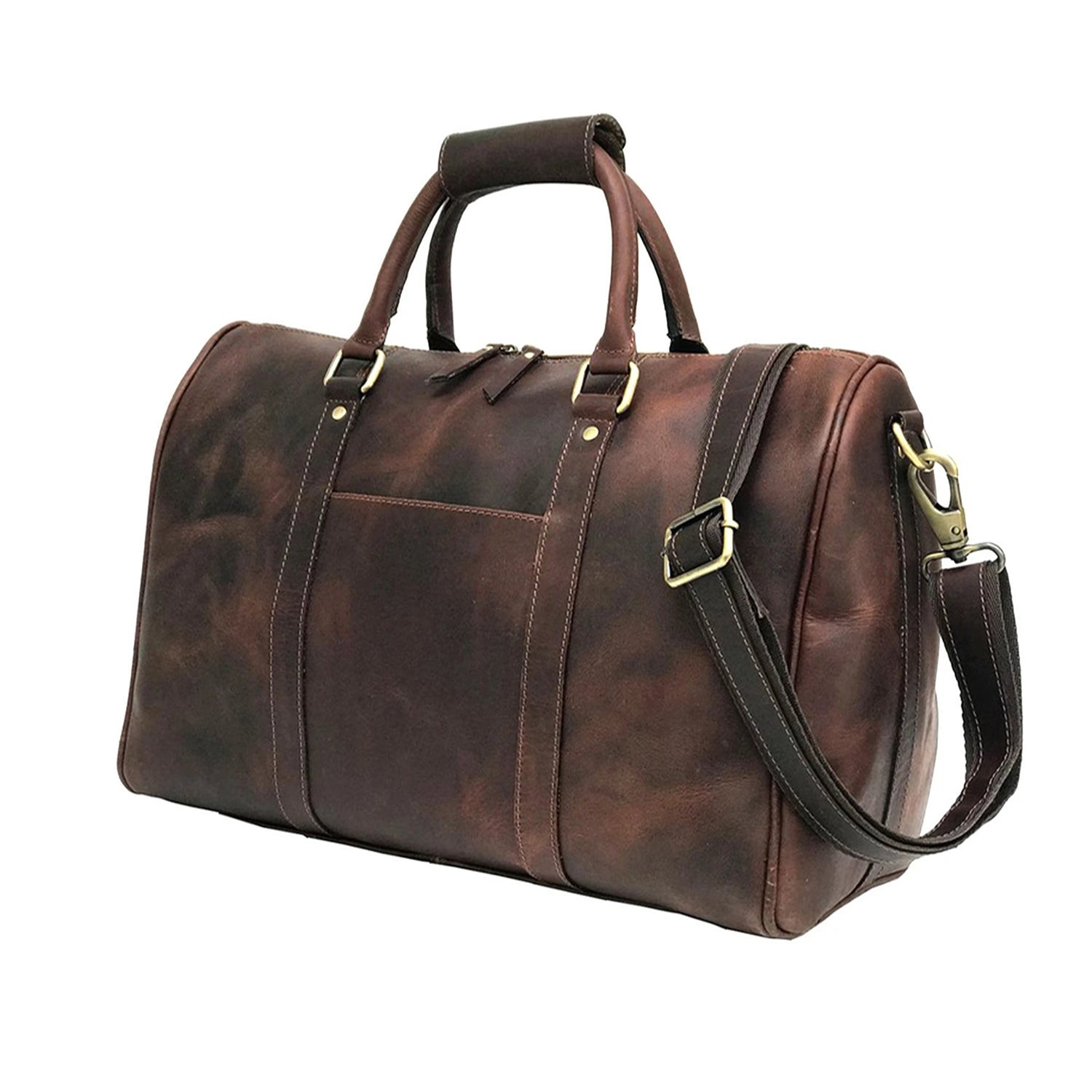 Genuine Hunter Brown Leather Gym Bag