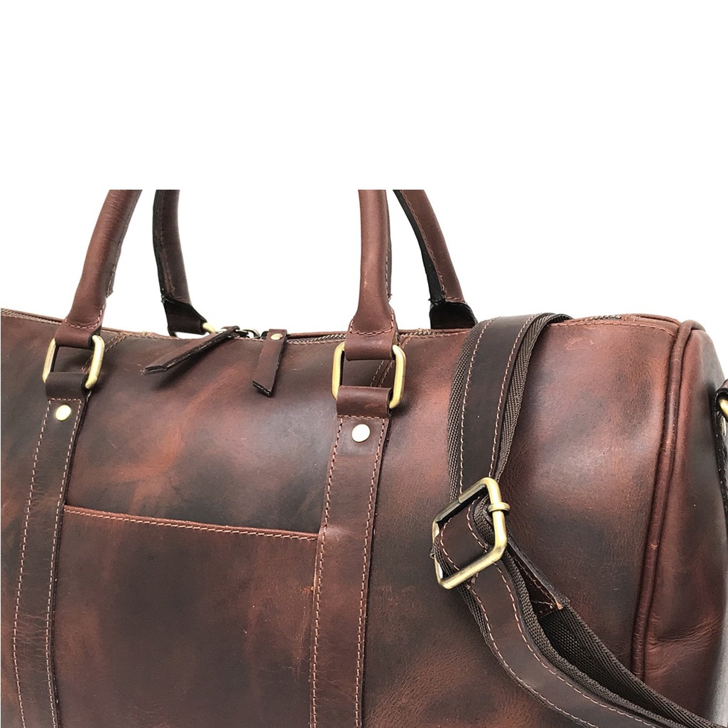 Genuine Hunter Brown Leather Gym Bag