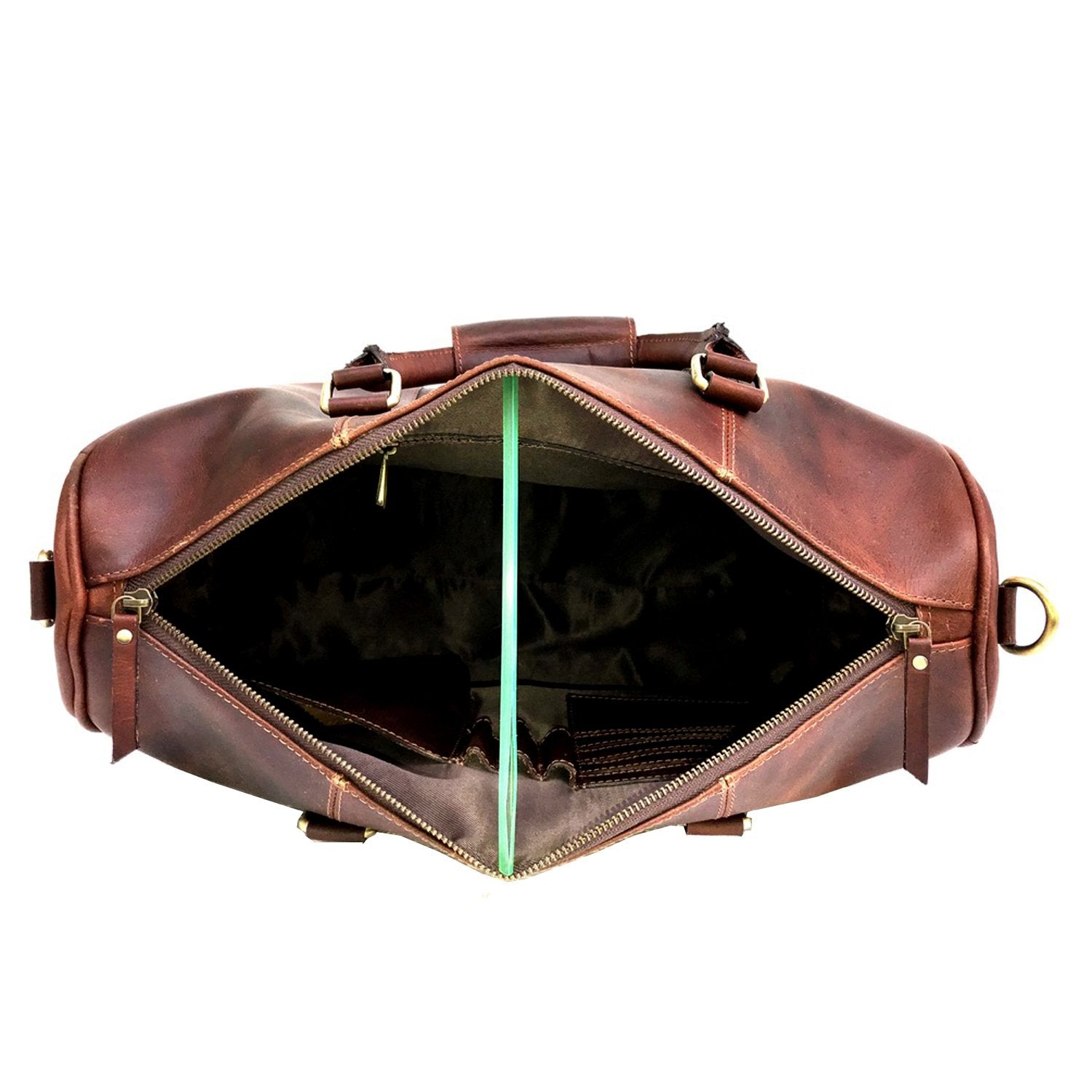 Genuine Hunter Brown Leather Gym Bag