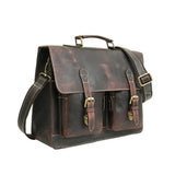 Men Genuine Leather Laptop Bag Brown