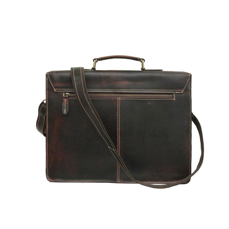 Men Genuine Leather Laptop Bag Brown