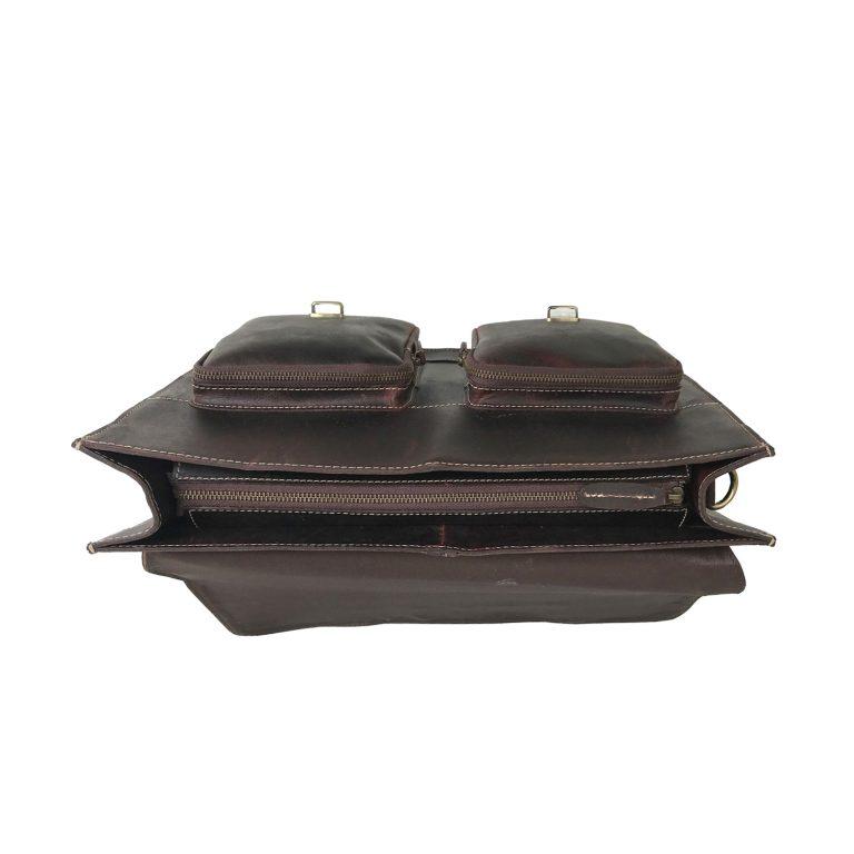 Men Genuine Leather Laptop Bag Brown