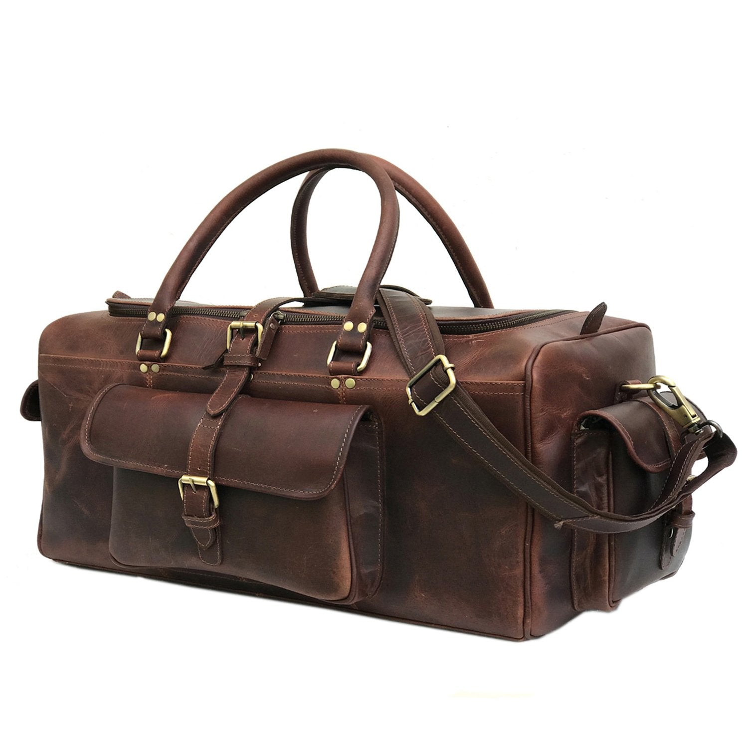 Holsteiner Dark Brown Genuine Leather Weekend Bag