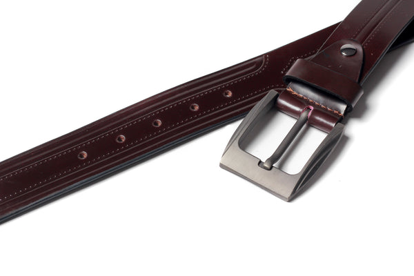 Men's Embossed Leather Belt Brown - Main Image
