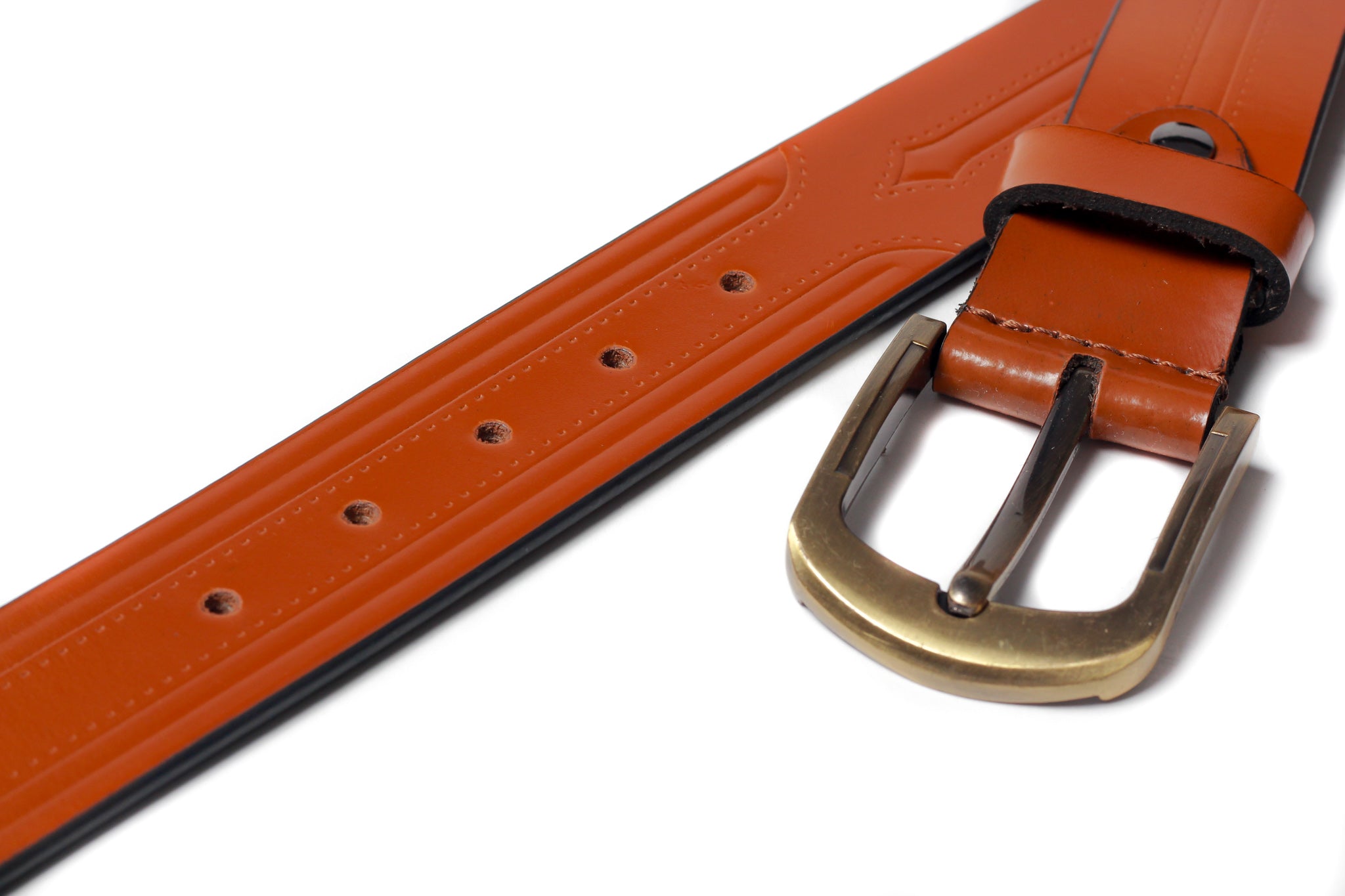 Men's Creased Dress Leather Belt Tan