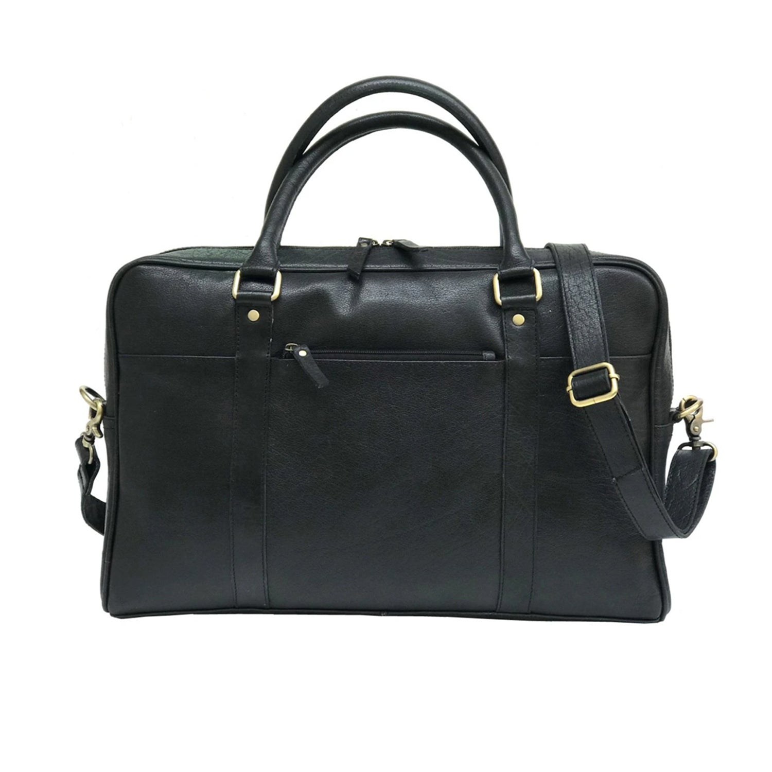 Men Genuine Leather Laptop Bag Matt Black