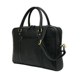 Men Genuine Leather Laptop Bag Matt Black