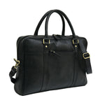 Men Genuine Leather Laptop Bag Matt Black
