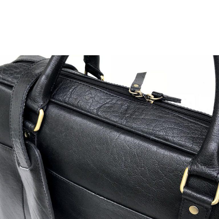 Men Genuine Leather Laptop Bag Matt Black
