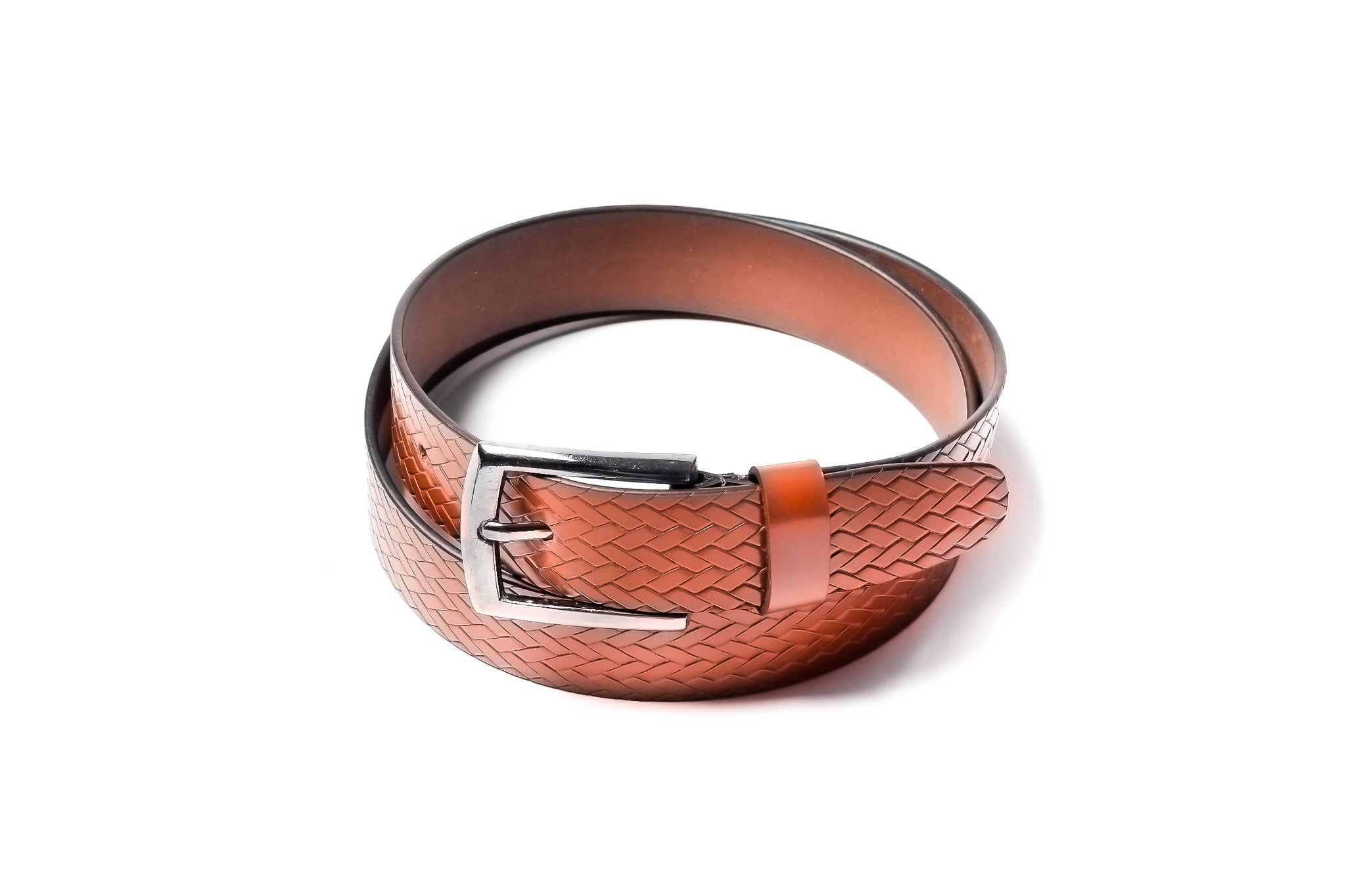 Men's Basketweave Leather Belt Tan