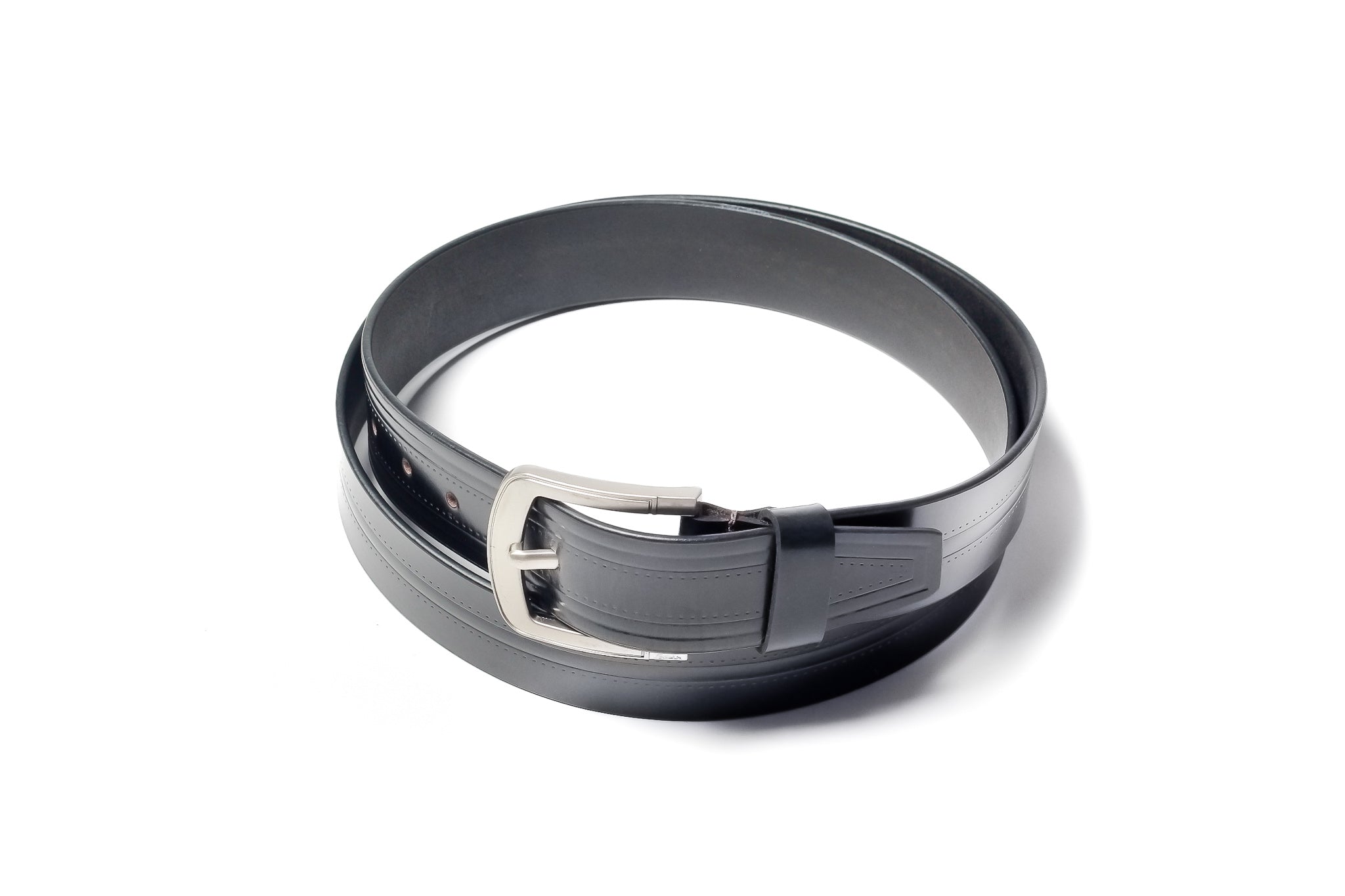 Men's Creased Dress Leather Belt Black