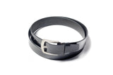 Men's Creased Dress Leather Belt Black