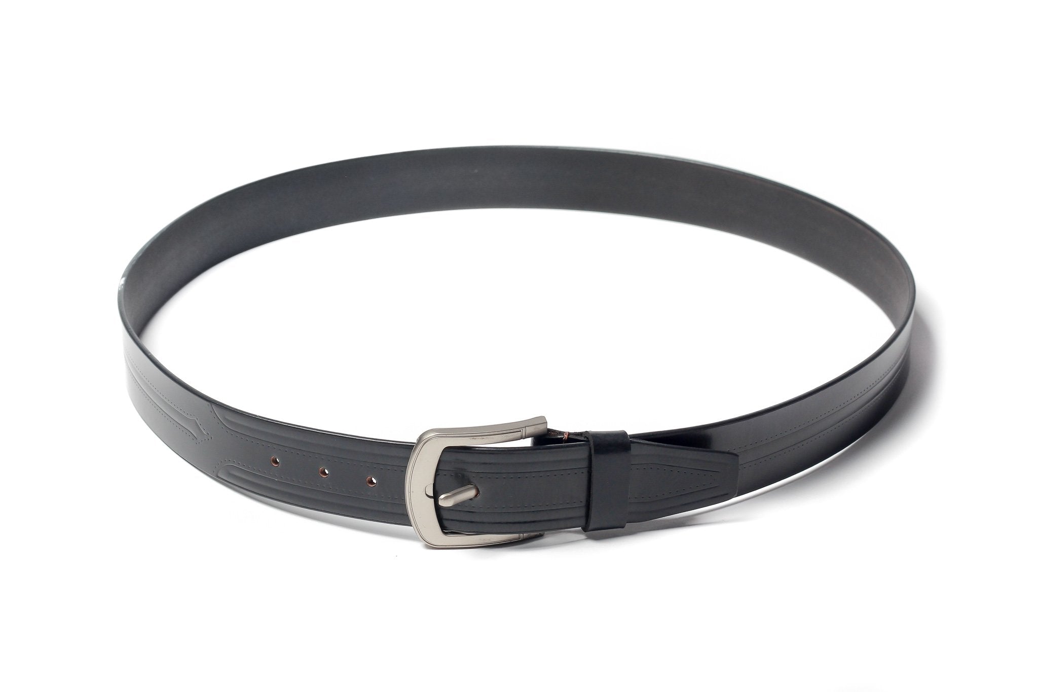 Men's Creased Dress Leather Belt Black 3