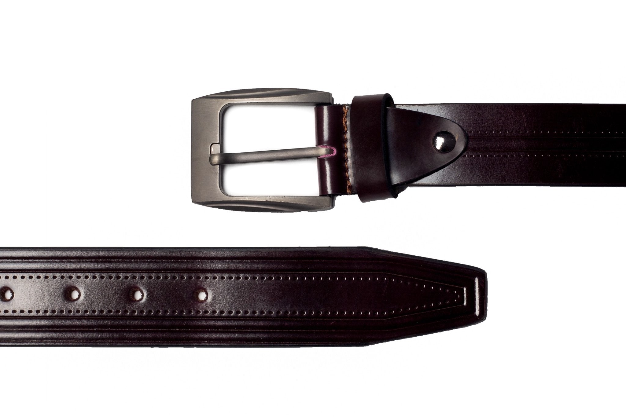 Men's Creased Dress Leather Belt Brown 2