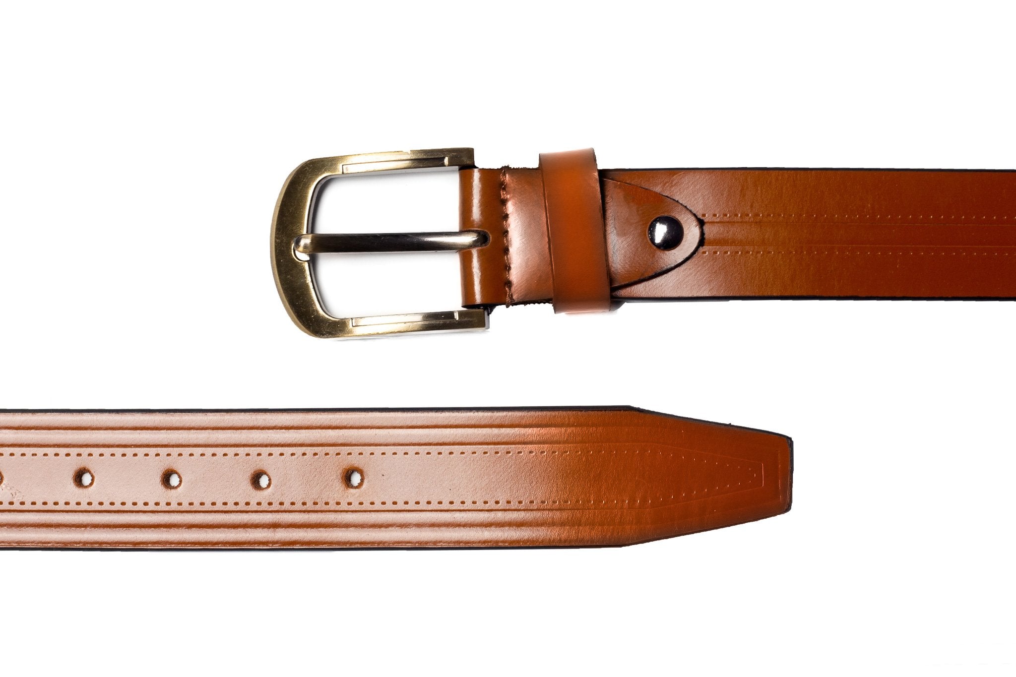 Men's Creased Dress Leather Belt Tan 2