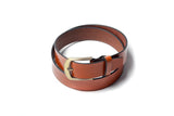 Men's Creased Dress Leather Belt Tan