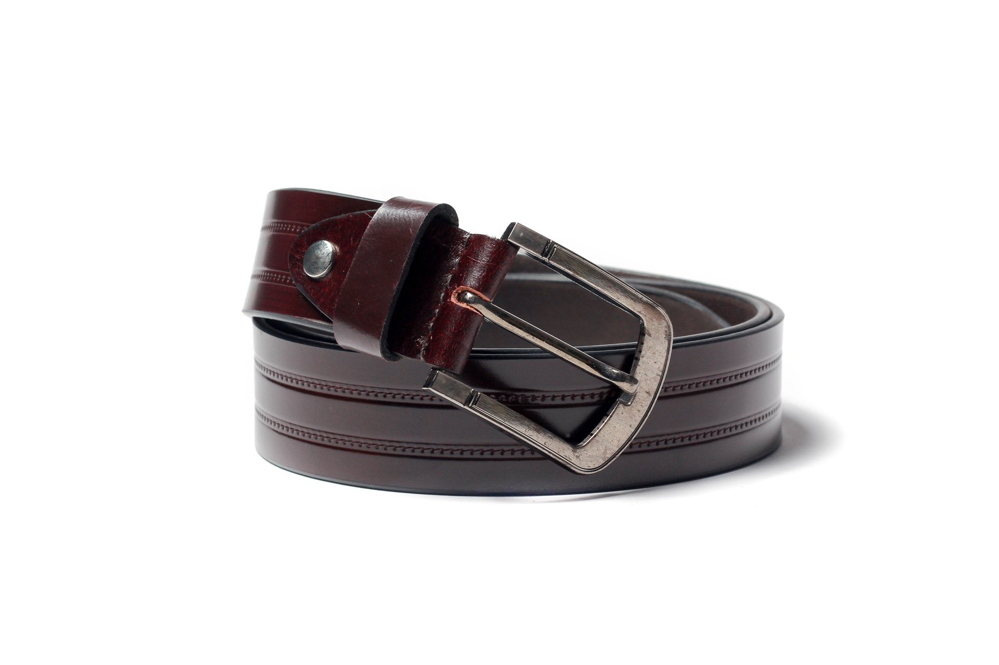 Men's Embossed Leather Belt Brown 1