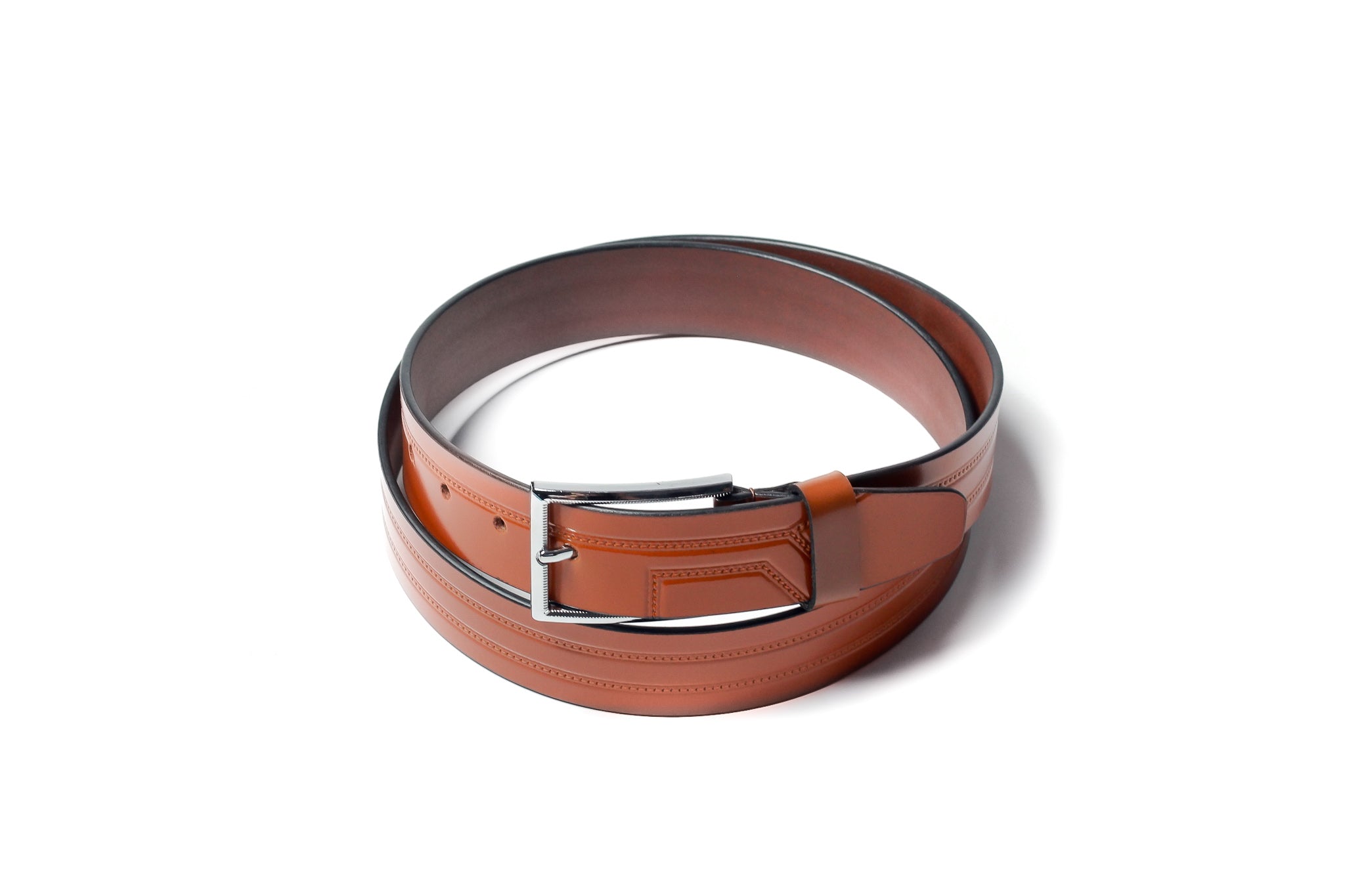 Men's Embossed Leather Belt Tan