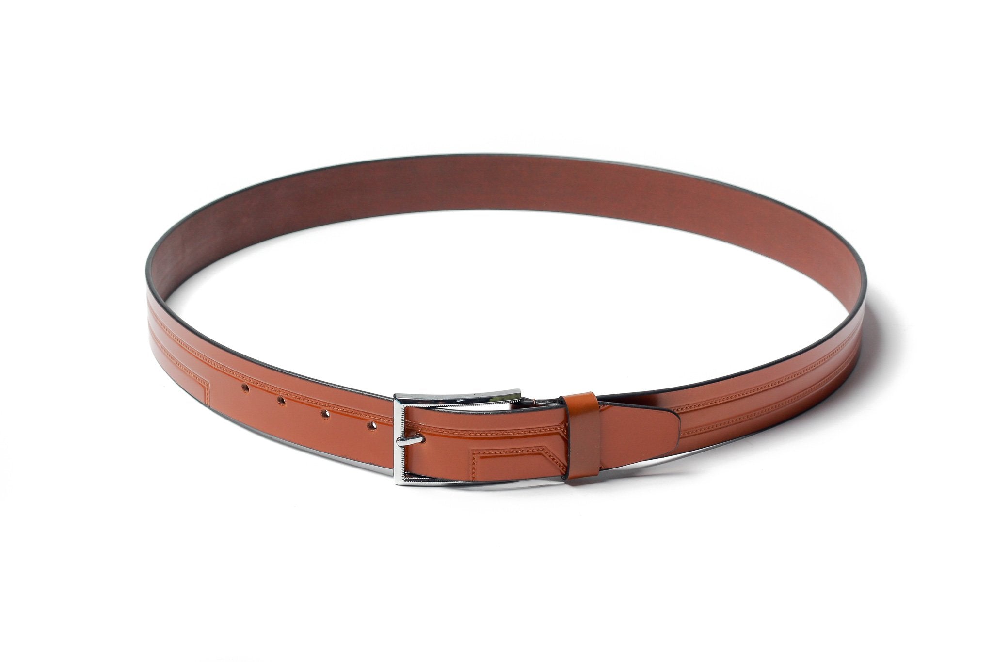 Men's Embossed Leather Belt Tan 2