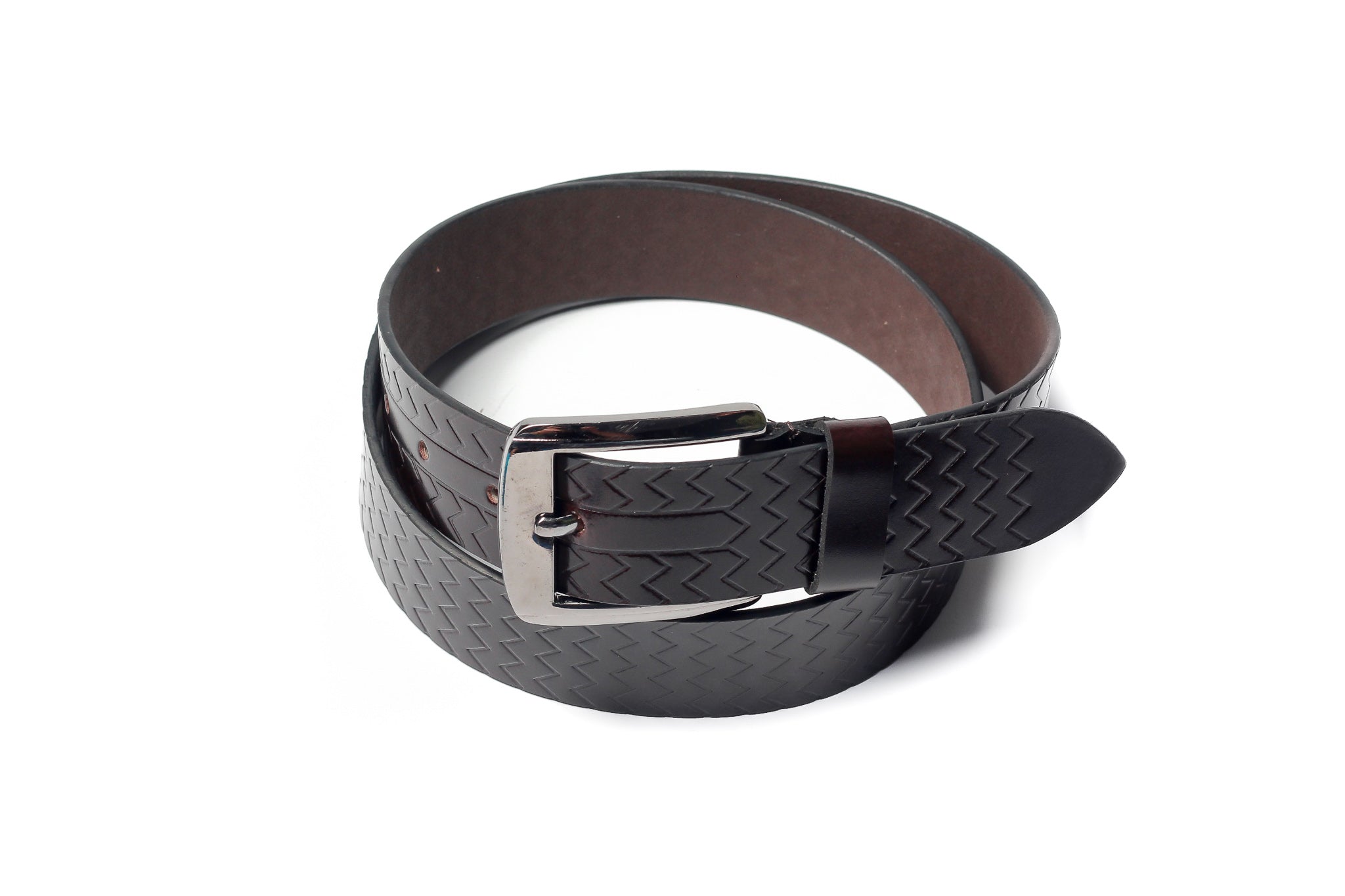 Men's Palladium Lines Leather Belt Brown