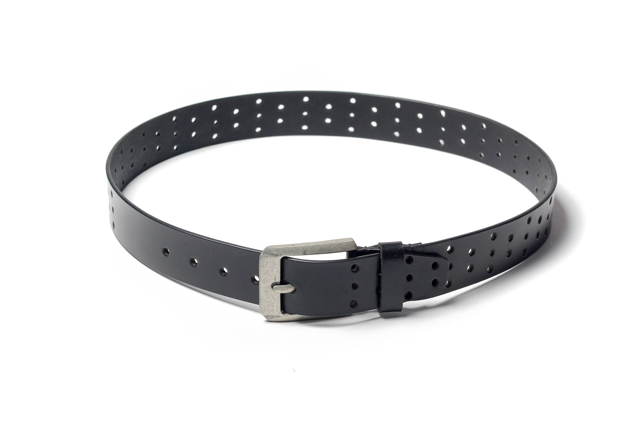 Men's Perforated Leather Belt Black 4